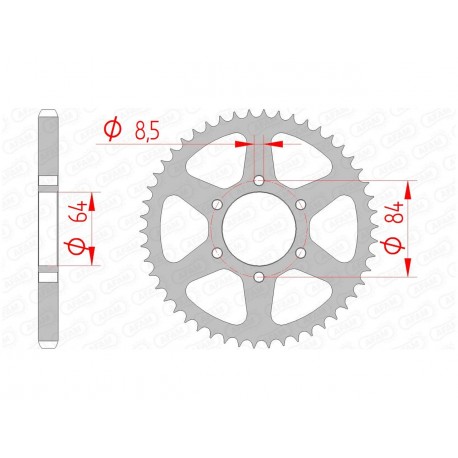 Couronne AFAM 53 dents acier pas 428 type 14200 Suzuki