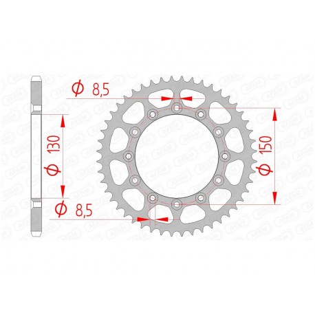 Couronne AFAM 39 dents acier pas 520 type 12323