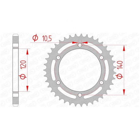 Couronne AFAM 38 dents acier pas 525 type 16605 Kawasaki