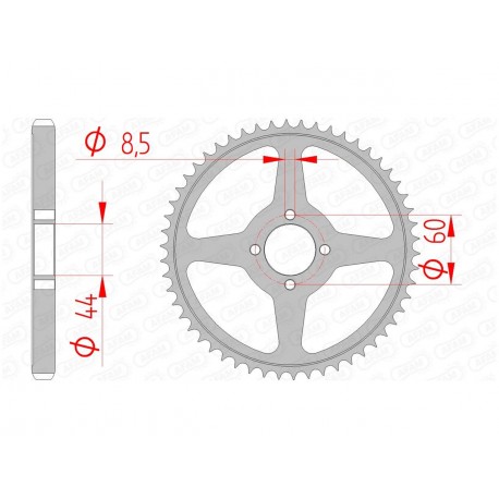 Couronne AFAM 54 dents acier pas 428 type 12222 Yamaha TT-R125