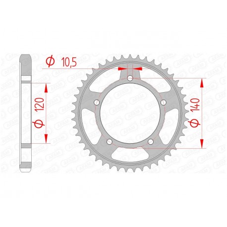 Couronne AFAM 44 dents acier pas 530 type 86603