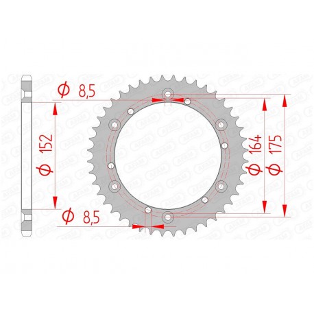 Couronne AFAM 47 dents acier pas 520 type 12500 Yamaha