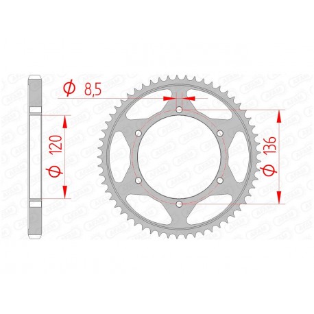 Couronne AFAM 57 dents acier pas 428 type 12313 Yamaha