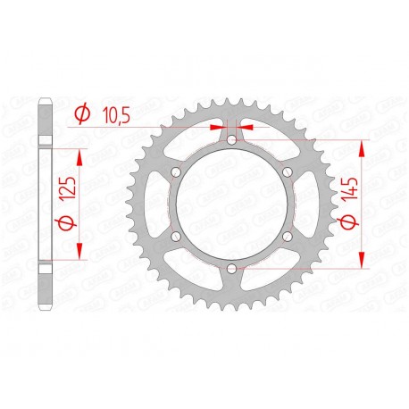 Couronne AFAM 45 dents acier pas 520 type 12305 Yamaha