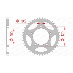 Couronne AFAM 44 dents acier pas 520 type 35801