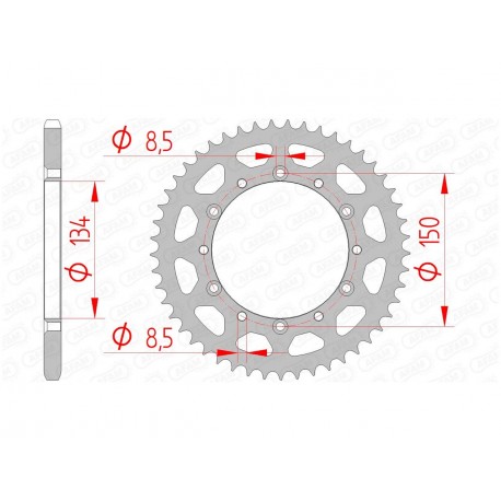 Couronne AFAM 47 dents acier pas 520 type 16204