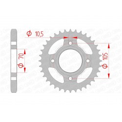 Couronne AFAM 38 dents acier pas 530 type 10401 Honda