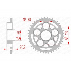 Couronne AFAM 41 dents acier pas 520 type 50614 Ducati Monster 800 S2R