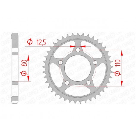 Couronne AFAM 39 dents acier pas 530 type 10605 Honda