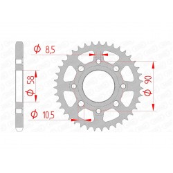 Couronne AFAM 40 dents acier pas 428 type 10201