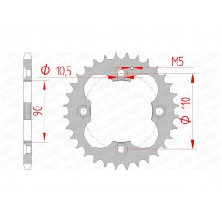 Couronne AFAM 32 dents acier pas 520 type 92324