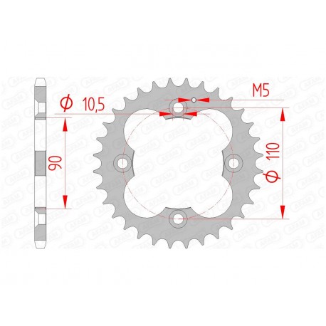 Couronne AFAM 32 dents acier pas 520 type 92324