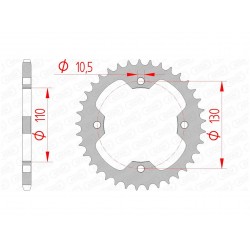 Couronne AFAM 38 dents acier pas 520 type 16406 Kawasaki KFX450R