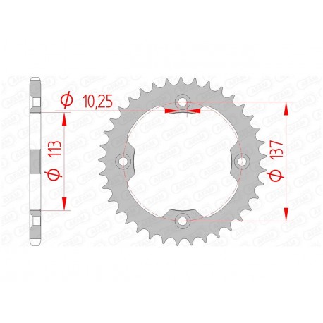 Couronne AFAM 38 dents acier pas 520 type 14412 Suzuki