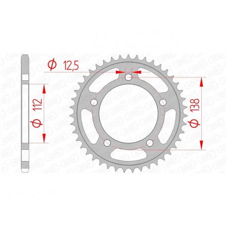 Couronne AFAM 38 dents acier pas 520 type 10627 Honda X-ADV