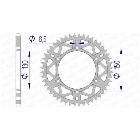 Couronne AFAM 52 dents alu pas 520 type 13323 Yamaha