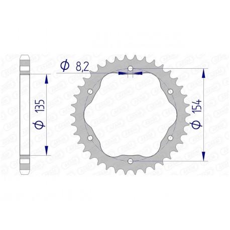 Couronne AFAM 40 dents alu pas 525 type 51803 Ducati