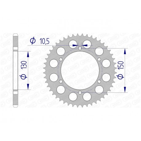 Couronne AFAM 48 dents alu pas 520 type 13604 Yamaha