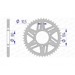 Couronne AFAM 40 dents alu pas 520 type 17606 Kawasaki