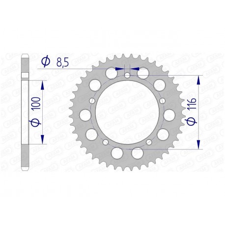 Couronne AFAM 44 dents alu pas 420 type 17100N