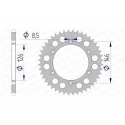 Couronne AFAM 45 dents alu pas 520 type 15203N Suzuki