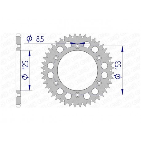 Couronne AFAM 45 dents alu pas 520 type 11212