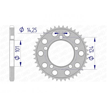 Couronne AFAM 39 dents alu pas 525 type 72801 KTM