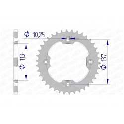Couronne AFAM 37 dents alu pas 520 type 15412 Suzuki LT-R450