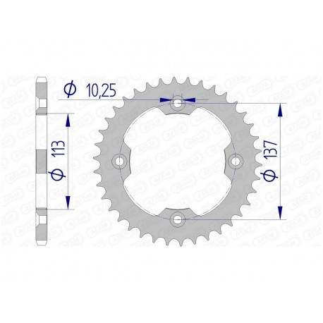 Couronne AFAM 37 dents alu pas 520 type 15412 Suzuki LT-R450