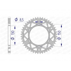 Couronne AFAM 47 dents alu pas 520 type 13323 Yamaha