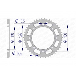 Couronne AFAM 47 dents alu pas 420 type 17107N Kawasaki