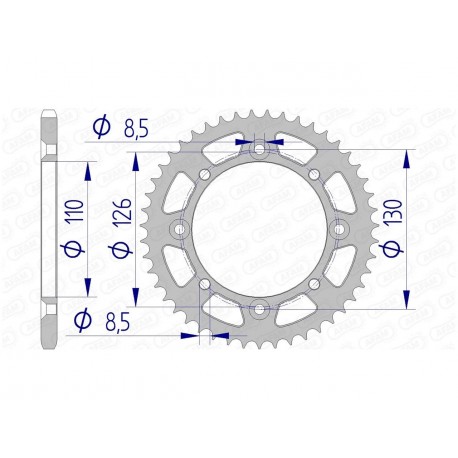 Couronne AFAM 47 dents alu pas 420 type 17107N Kawasaki