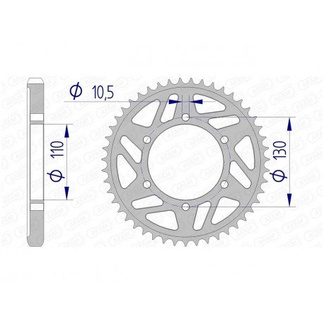 Couronne AFAM 44 dents alu pas 530 type 13813