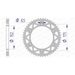 Couronne AFAM 52 dents alu pas 520 type 13508N Yamaha