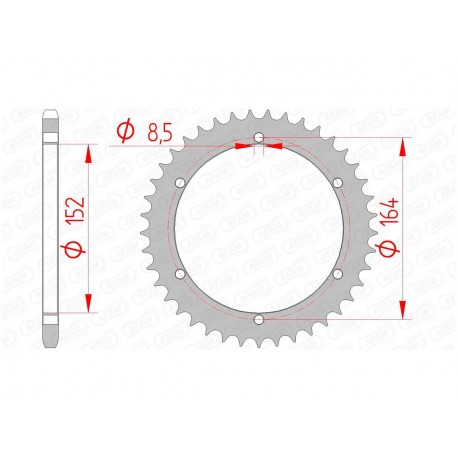 Couronne AFAM 42 dents acier pas 520 type 12502