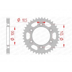 Couronne AFAM 38 dents acier pas 525 type 50609 Ducati