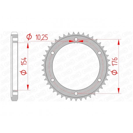 Couronne AFAM 43 dents acier pas 530 type 10619 Honda VFR800