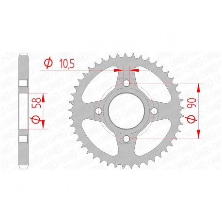 Couronne AFAM 39 dents acier pas 428 type 10223