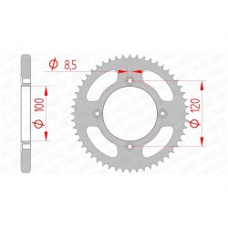 Couronne AFAM 52 dents acier pas 428 type 38200 Beta