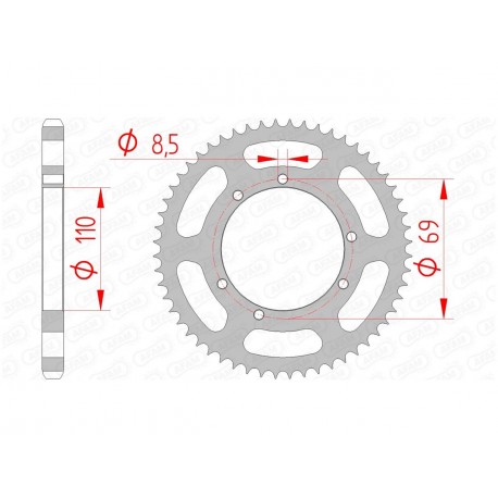 Couronne AFAM 56 dents acier pas 428 type 59104 Sherco 50