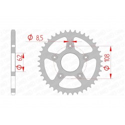 Couronne AFAM 41 dents acier pas 520 type 44203