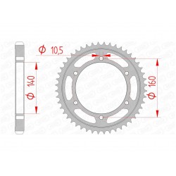 Couronne AFAM 48 dents acier pas 530 type 16701 Kawasaki