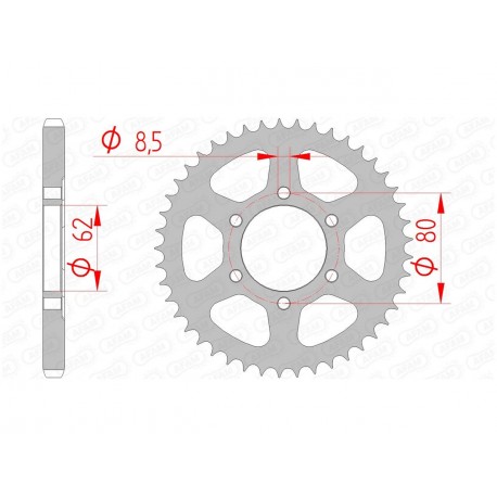 Couronne AFAM 37 dents acier pas 428 type 12203 Yamaha