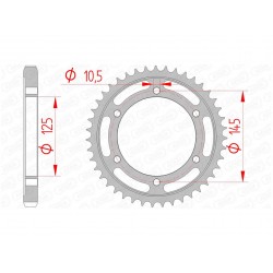 Couronne AFAM 44 dents acier pas 530 type 12601 Yamaha