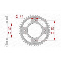 Couronne AFAM 42 dents acier pas 428 type 10235 Honda CBF125M