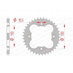 Couronne AFAM 37 dents acier pas 520 type 10318