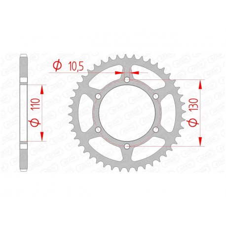 Couronne AFAM 40 dents acier pas 520 type 16500 Kawasaki