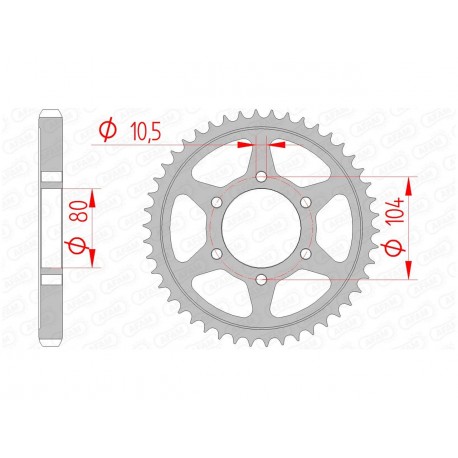 Couronne AFAM 44 dents acier pas 530 type 16604 Kawasaki