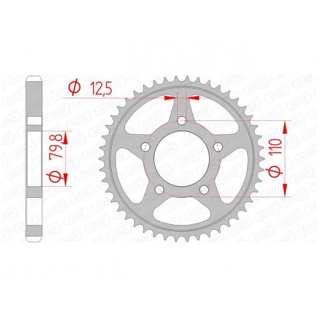 Couronne AFAM 42 dents acier pas 530 type 86600 Triumph