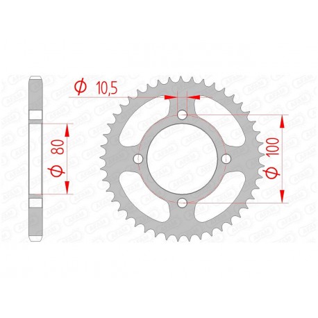 Couronne AFAM 45 dents acier pas 428 type 14213 Suzuki GZ125 Marauder